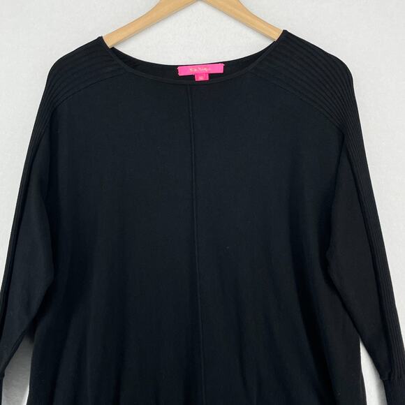 LILLY PULITZER Sweater XS Joslyn Coolmax Relaxed Tunic Boat Neck Pullover Black - Picture 3 of 13